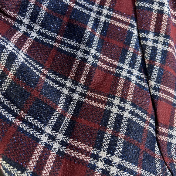 NWOT Eva Franco Daphne One Shoulder Plaid Glittered Ruched Top Size 2 - Picture 3 of 16